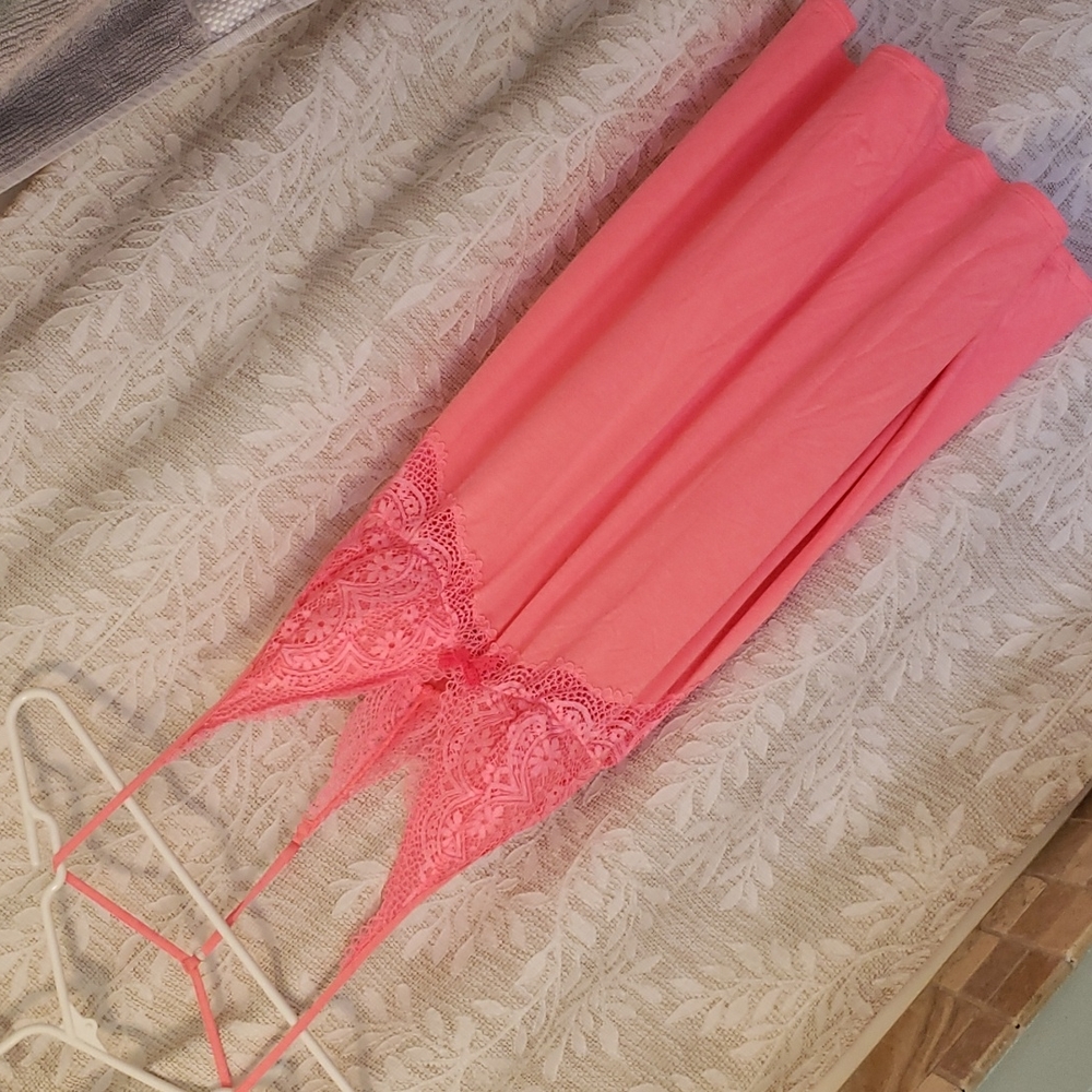 Bright coral VS lacey nighty tank sleep dress